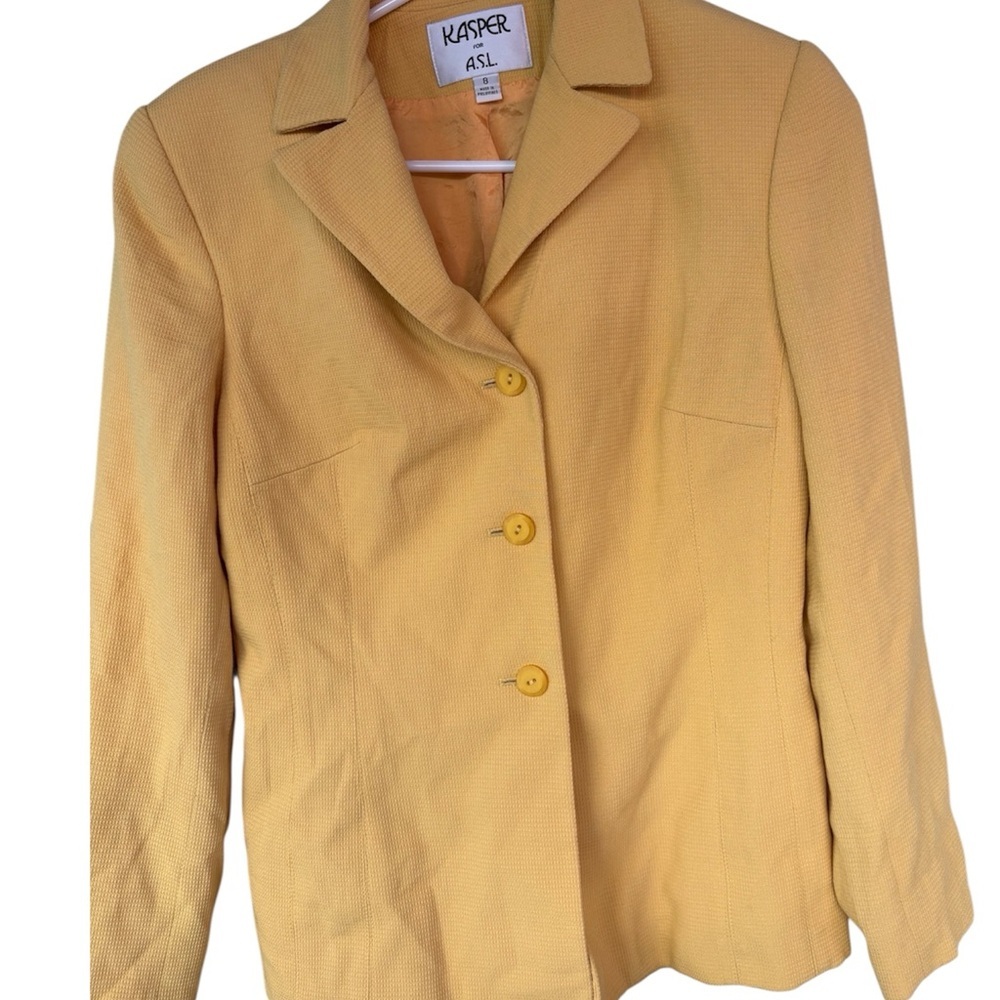 Kasper Women's Yellow Notch Collar Button Blazer